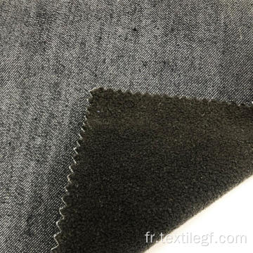 Tissu collé denim bleu marine profond